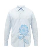 Sunflower - Adrian Floral-print Organic-cotton Poplin Shirt - Mens - Blue