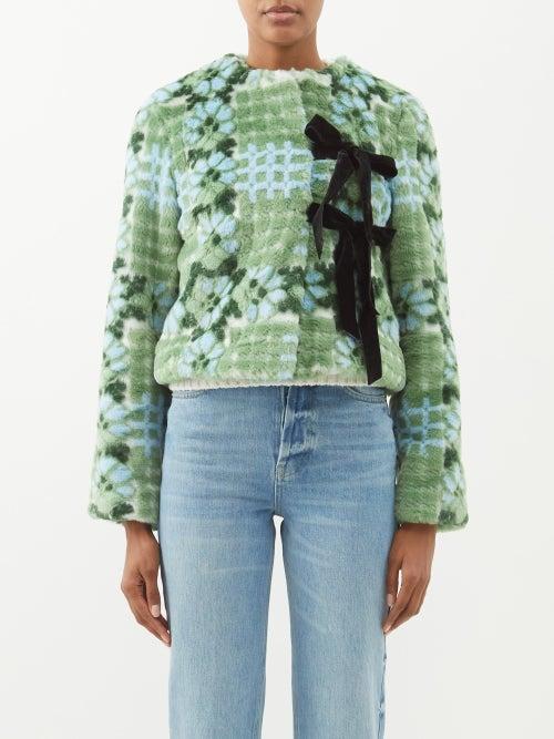 Shrimps - Lucas Collarless Faux-fur Jacket - Womens - Blue Green
