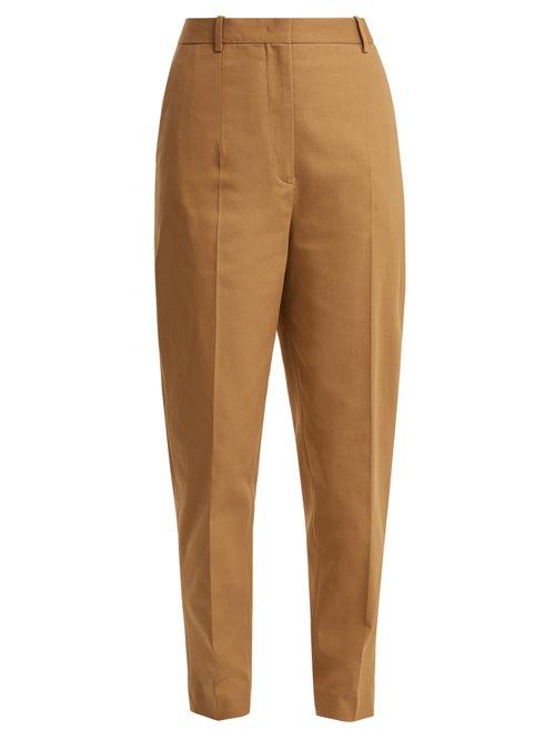 Matchesfashion.com Jil Sander - Egbert Cotton Blend Trousers - Womens - Light Brown