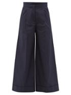 Matchesfashion.com See By Chlo - Quilted Cotton-canvas Wide-leg Trousers - Womens - Navy