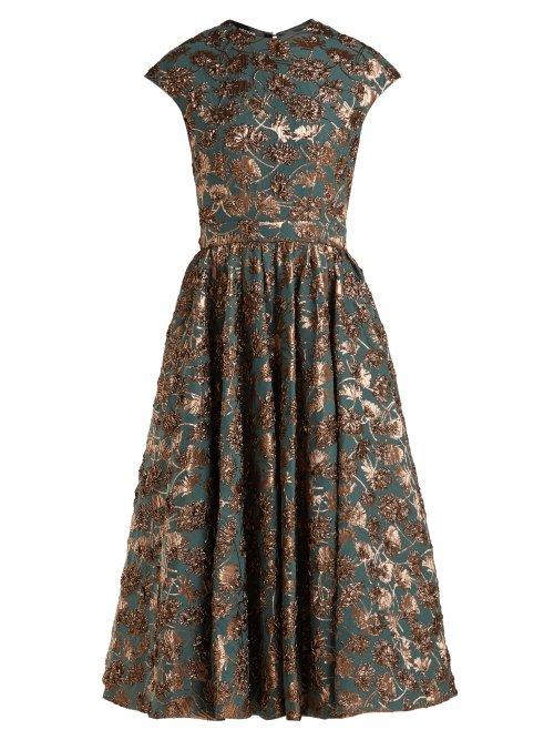 Matchesfashion.com Rochas - Metallic Floral Brocade Dress - Womens - Green Multi