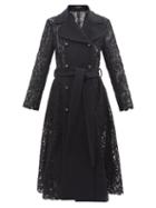 Dolce & Gabbana - Double-breasted Wool-panelled Lace Coat - Womens - Black