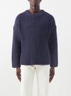 Altu - Crew-neck Ribbed Cotton-blend Sweater - Mens - Navy