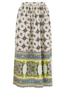 Matchesfashion.com Le Sirenuse, Positano - Jane Star-print Cotton Midi Skirt - Womens - Green Print