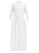 Matchesfashion.com Brock Collection - Gathered Cotton-blend Shirtdress - Womens - White