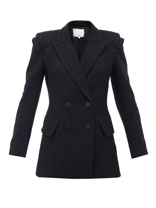 Matchesfashion.com Tibi - Double-breasted Basketweave Blazer - Womens - Black