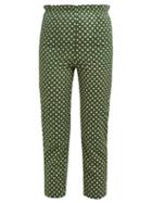 Matchesfashion.com Belize - Elise Polka Dot High Waist Cotton Trousers - Womens - Green Print