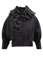 Biyan - Coasta Corsage-neck Faille Jacket - Womens - Black