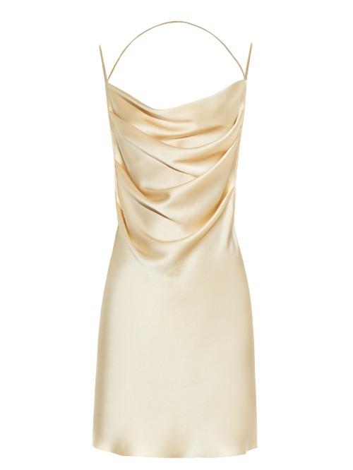 Saint Laurent Drape-front Open-back Silk Dress