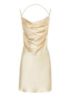 Saint Laurent Drape-front Open-back Silk Dress