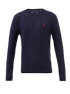 Polo Ralph Lauren - Logo-embroidered Cable-knit Cotton-blend Sweater - Mens - Navy