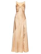 Saint Laurent Ruched-drape Silk-satin Gown
