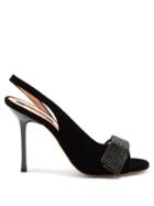 Matchesfashion.com Rochas - Crystal-embellished Velvet Slingback Sandals - Womens - Black