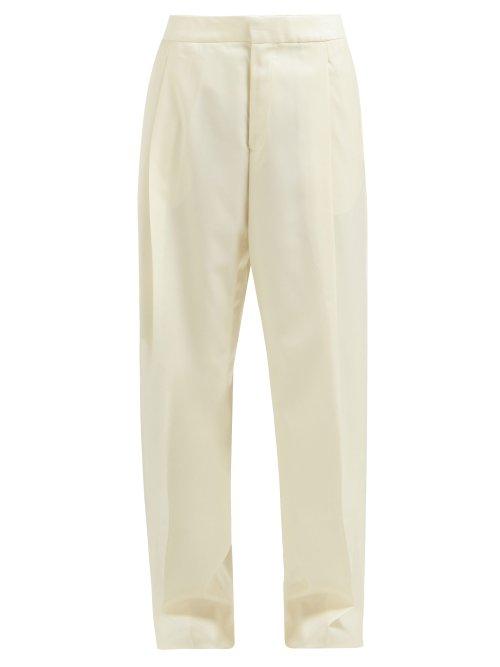 Matchesfashion.com Wales Bonner - Satin Panel Wool Twill Trousers - Womens - Ivory