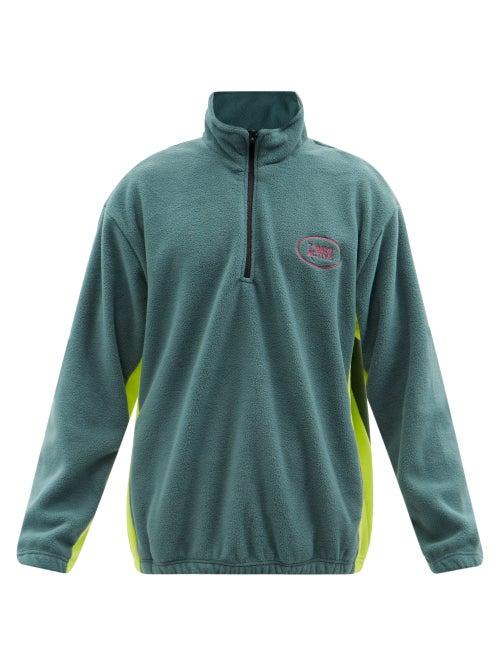 7 Days Active - Logo-embroidered Half-zip Fleece Sweatshirt - Mens - Green Multi