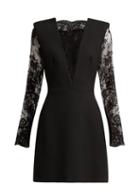 Matchesfashion.com Alexander Mcqueen - Sarabande Lace And Wool Blend Mini Dress - Womens - Black