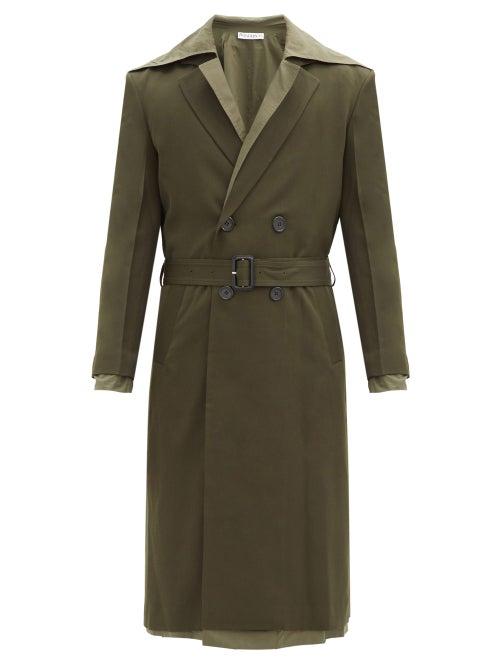 Matchesfashion.com Jw Anderson - Double-layer Belted Wool-gabardine Overcoat - Mens - Khaki