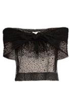 Isa Arfen Spray-flock Tulle Knot-front Top