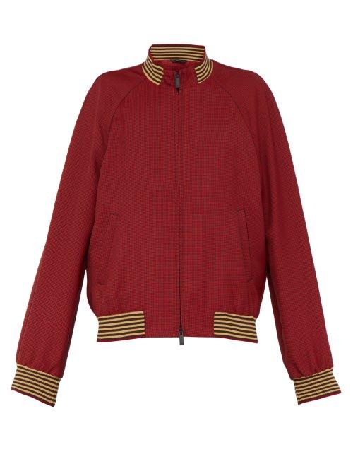 Matchesfashion.com Fendi - Houndstooth Bomber Jacket - Mens - Red