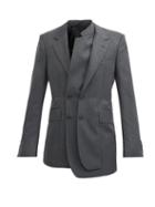 Matchesfashion.com Alexander Mcqueen - Asymmetric Layered Wool Double-breasted Jacket - Mens - Grey