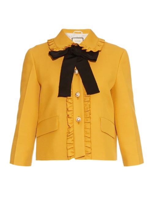 Gucci Ruffle-trimmed Silk And Wool-blend Cady Jacket