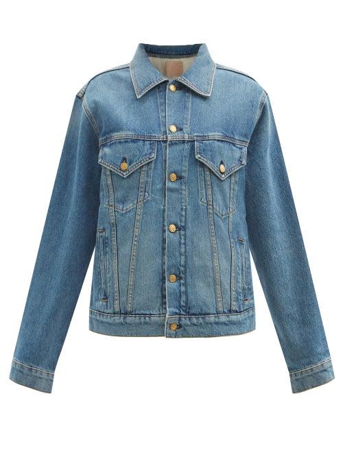 B Sides - Detachable Mohair-gilet Denim Jacket - Womens - Blue