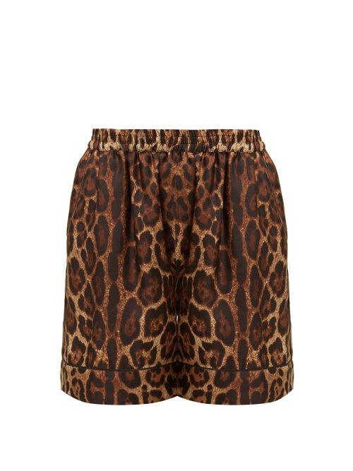 Matchesfashion.com Dolce & Gabbana - Leopard Print Silk Twill Shorts - Womens - Leopard