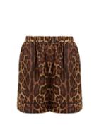 Matchesfashion.com Dolce & Gabbana - Leopard Print Silk Twill Shorts - Womens - Leopard