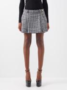 Versace - Pleated Checked Wool-blend Tweed Mini Skirt - Womens - Black White