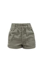 Matchesfashion.com Saint Laurent - High-rise Buckled Cotton-blend Shorts - Womens - Khaki
