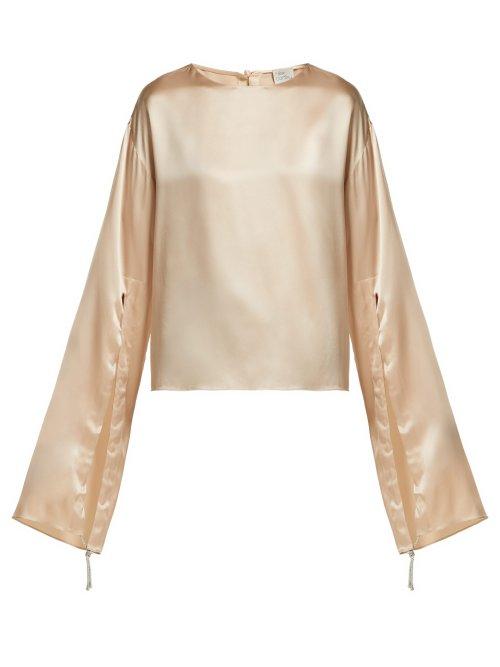 Matchesfashion.com Hillier Bartley - Gathered Sleeve Silk Blouse - Womens - Ivory