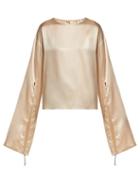 Matchesfashion.com Hillier Bartley - Gathered Sleeve Silk Blouse - Womens - Ivory