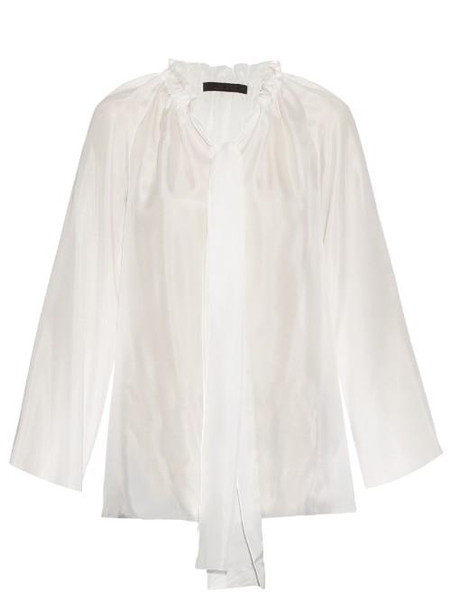 The Row Spira Drawstring-neck Silk Top