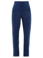 Matchesfashion.com Worme - Straight Leg Silk Trousers - Womens - Dark Blue