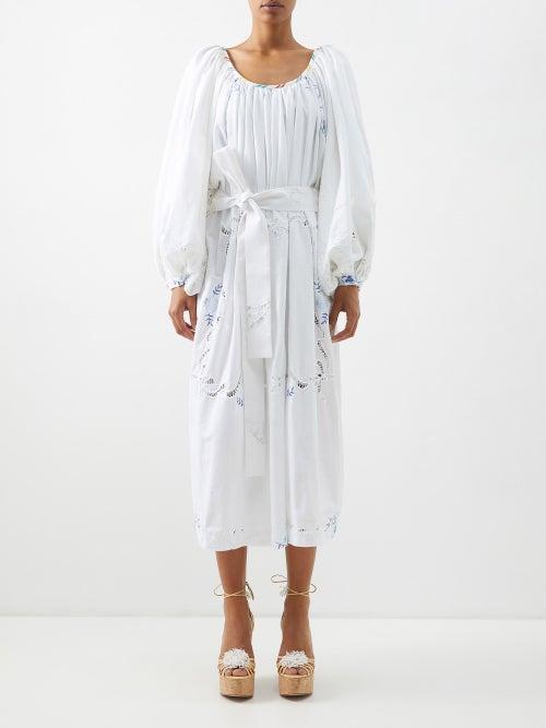Rianna + Nina - Kendima Broderie-anglaise Cotton Midi Dress - Womens - White