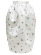 Matchesfashion.com Rochas - Floral Print Duchess Satin Skirt - Womens - Natural 9501
