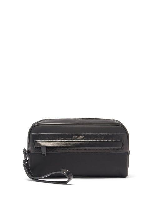 Matchesfashion.com Saint Laurent - Leather-trim Wash Bag - Mens - Black