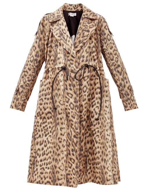 Matchesfashion.com Victoria Beckham - Drawstring-waist Leopard-print Shell Coat - Womens - Brown