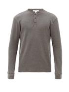 Matchesfashion.com Frame - Cotton Waffle-piqu Henley Top - Mens - Dark Grey