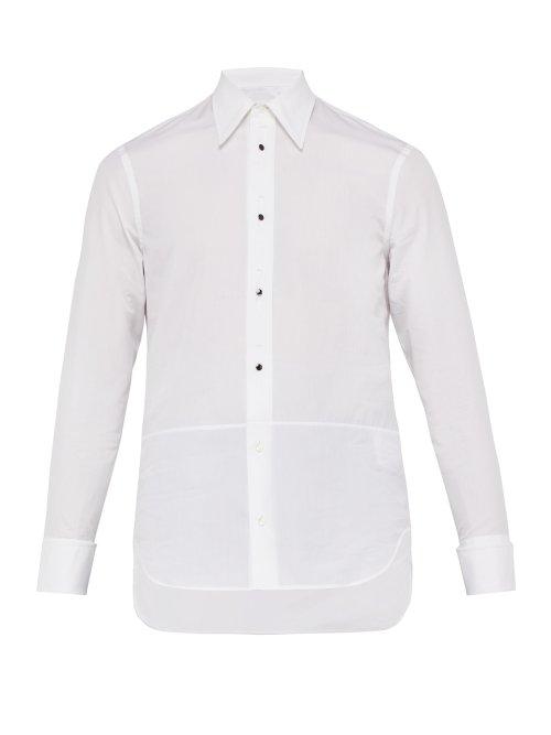 Matchesfashion.com Maison Margiela - Overlap Button Tuxedo Cotton Shirt - Mens - White