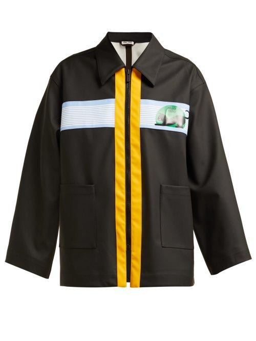 Matchesfashion.com Miu Miu - Logo Cat Print Jacket - Womens - Black Multi