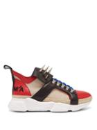 Matchesfashion.com Marques'almeida - Spike Tongue Leather High Top Trainers - Womens - Red White