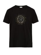 Matchesfashion.com Saint Laurent - Sequin Embellished Sun Print Cotton T Shirt - Mens - Black