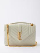 Saint Laurent - Envelope Matelass-leather Shoulder Bag - Womens - White