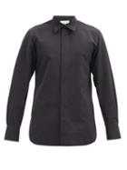 Matchesfashion.com Jil Sander - Curved-hem Cotton-blend Poplin Shirt - Mens - Black