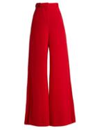 Matchesfashion.com Lanvin - High Rise Wool Crepe Tailored Trousers - Womens - Red
