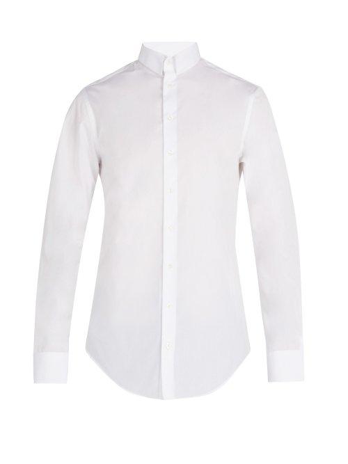 Matchesfashion.com Giorgio Armani - Press Stud Collar Cotton Shirt - Mens - White