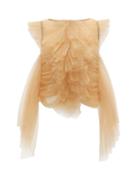 Matchesfashion.com Khaite - Dionne Crystal-embellished Ruffled Tulle Top - Womens - Beige