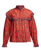 Matchesfashion.com Isabel Marant Toile - Elmira Floral Print Cotton Blouse - Womens - Red Multi