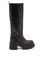 Ganni - Tread-sole Leather Knee-high Boots - Womens - Black